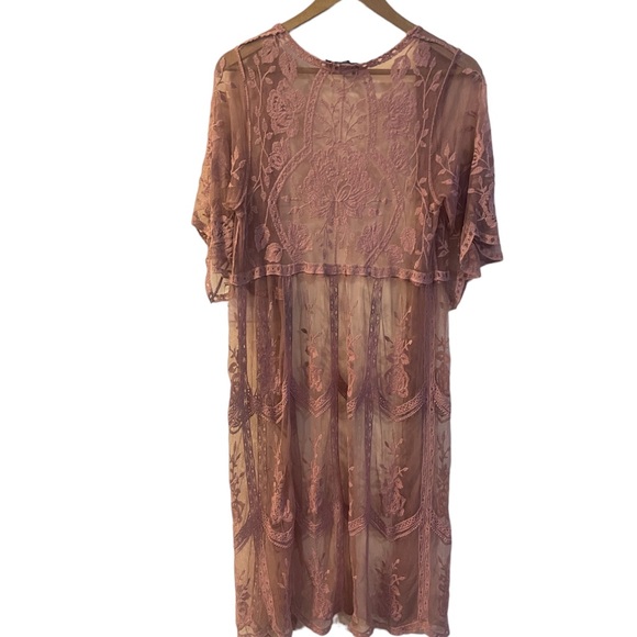 Miss Chievous Lace Crochet Duster Kimono Cover Up Size S/M - Picture 10 of 12